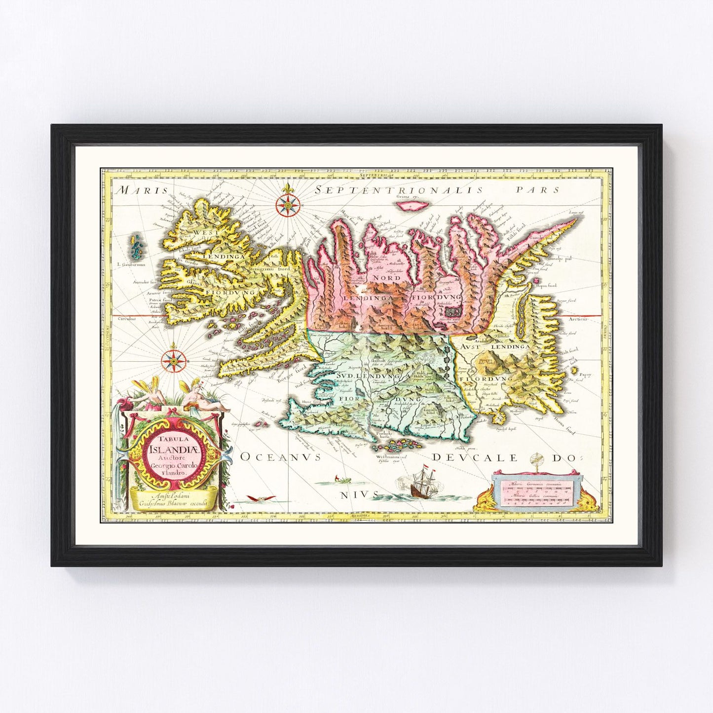 Vintage Map of Iceland 1665