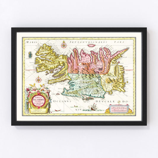 Vintage Map of Iceland 1665