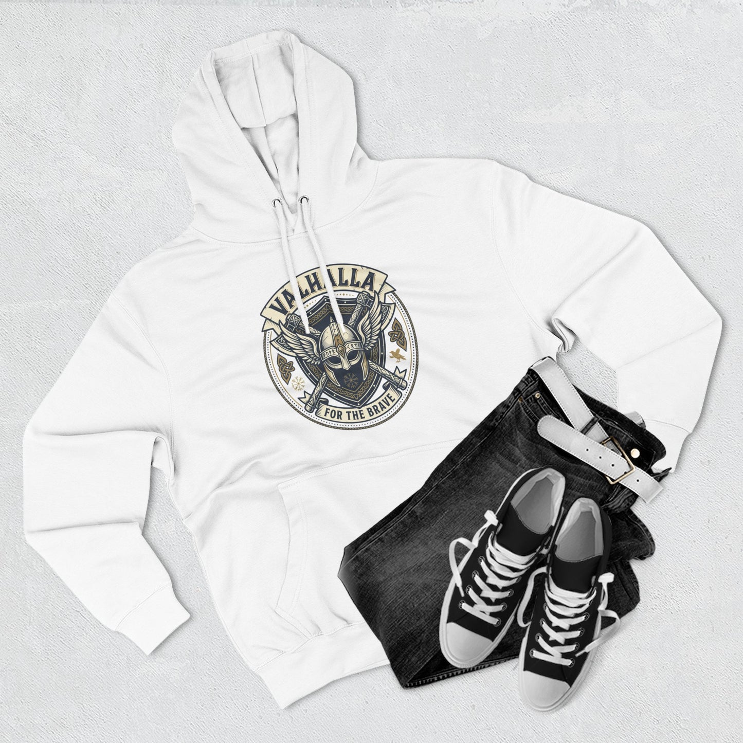 Viking Valhalla Skull Hoodie – "For the Brave" Graphic Fleece Hoodie