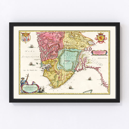 Vintage Map of Norway 1665