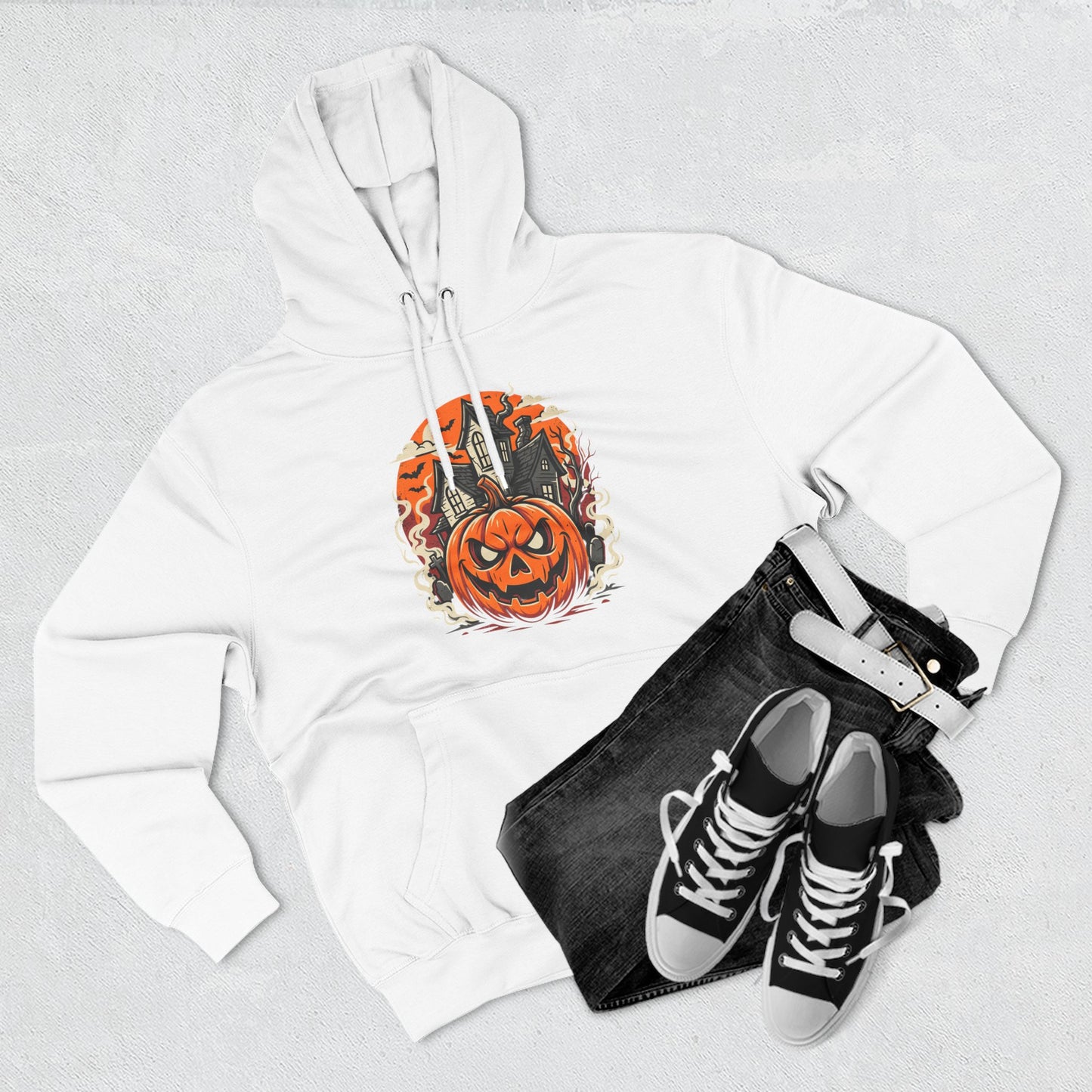 Halloween Pumpkin Hoodie — Jack-O'-Lantern Haunted House Fleece Hoodie