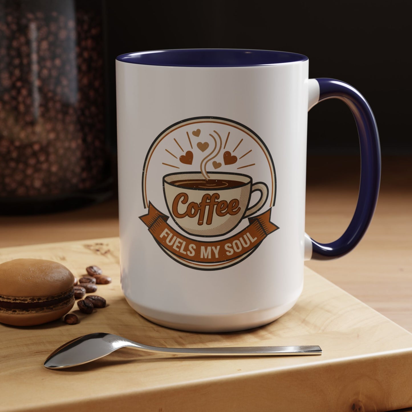 Coffee Mug - "Coffee Fuels My Soul" Accent Ceramic Mug (11/15oz)