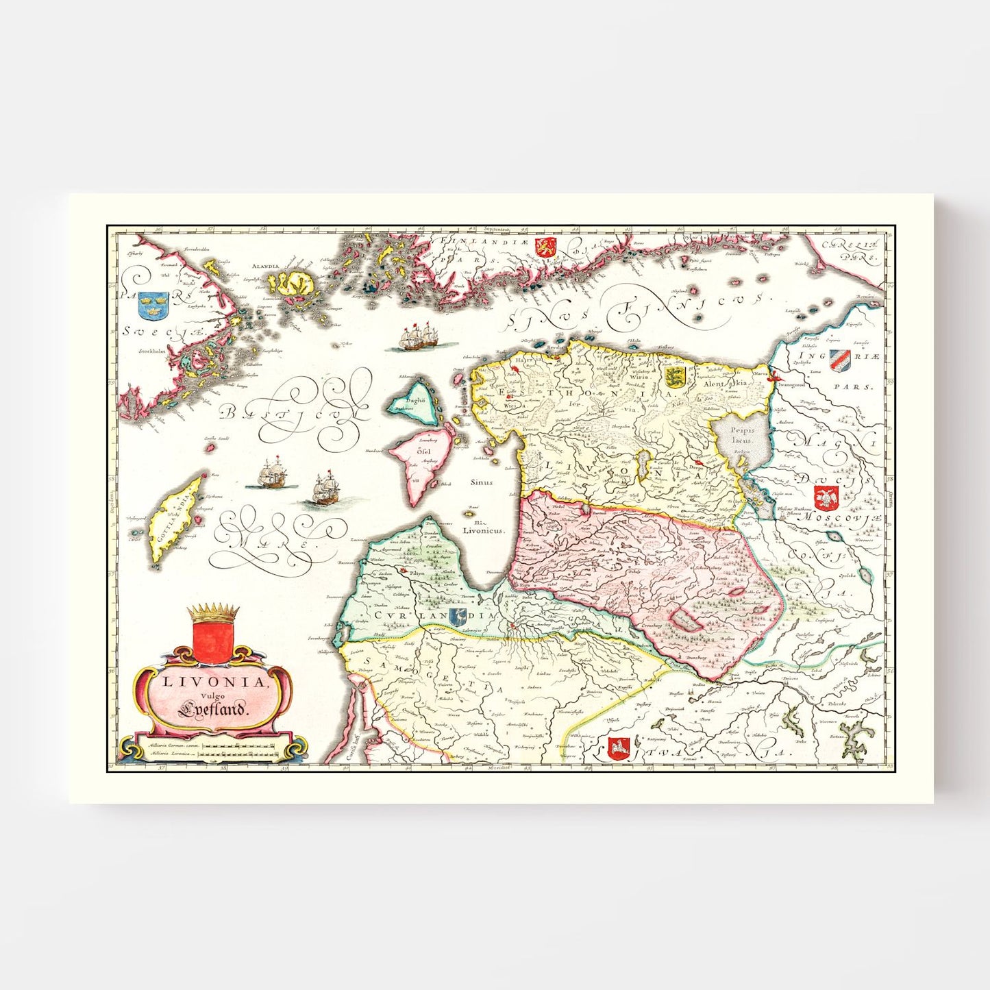 Vintage Map of Estonia, Latvia & Lithuania 1665