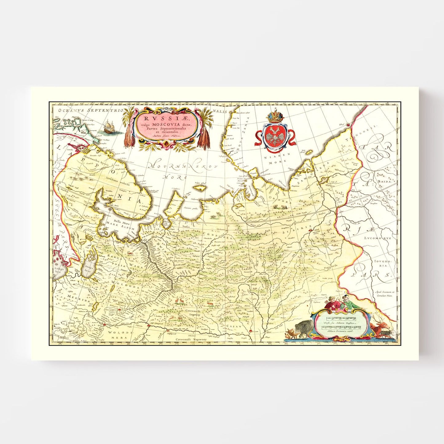 Vintage Map of Russia 1665