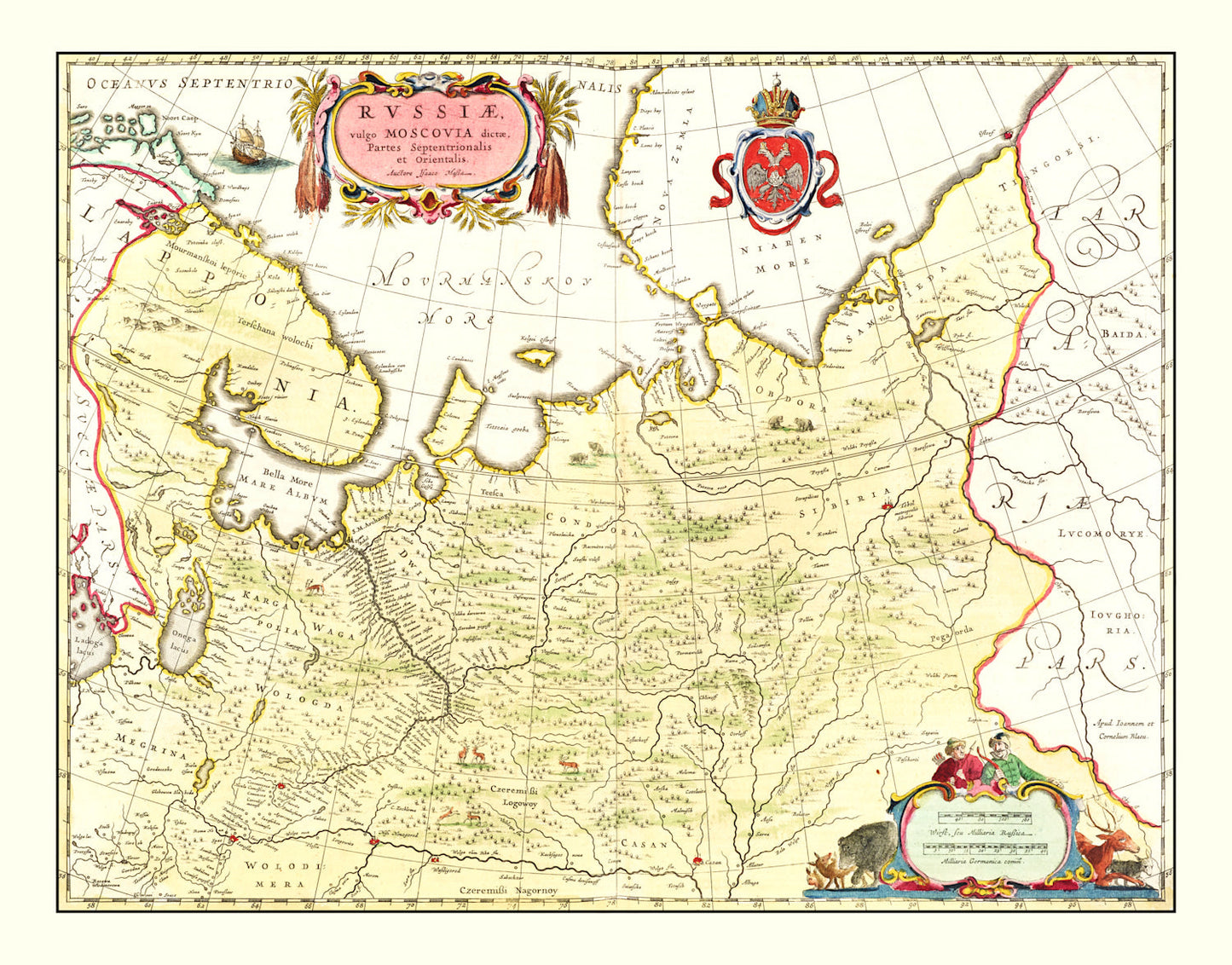 Vintage Map of Russia 1665