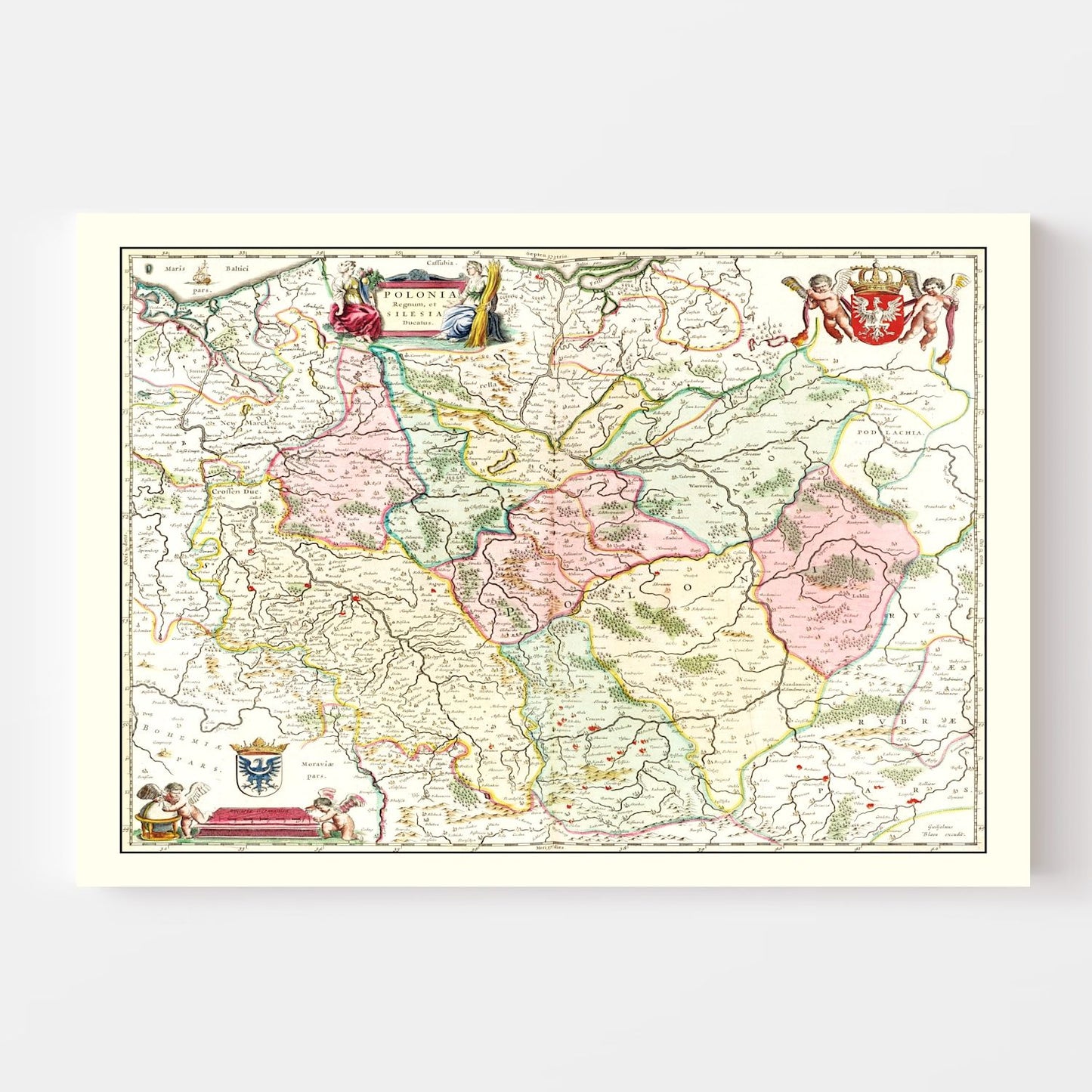 Vintage Map of Poland 1665