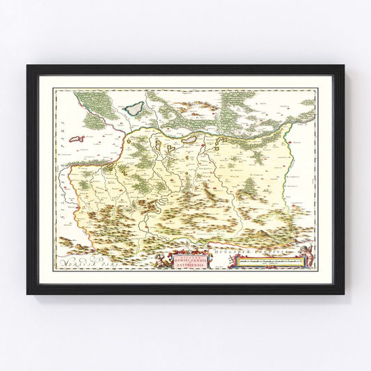 Vintage Map of Southwestern Poland 1665