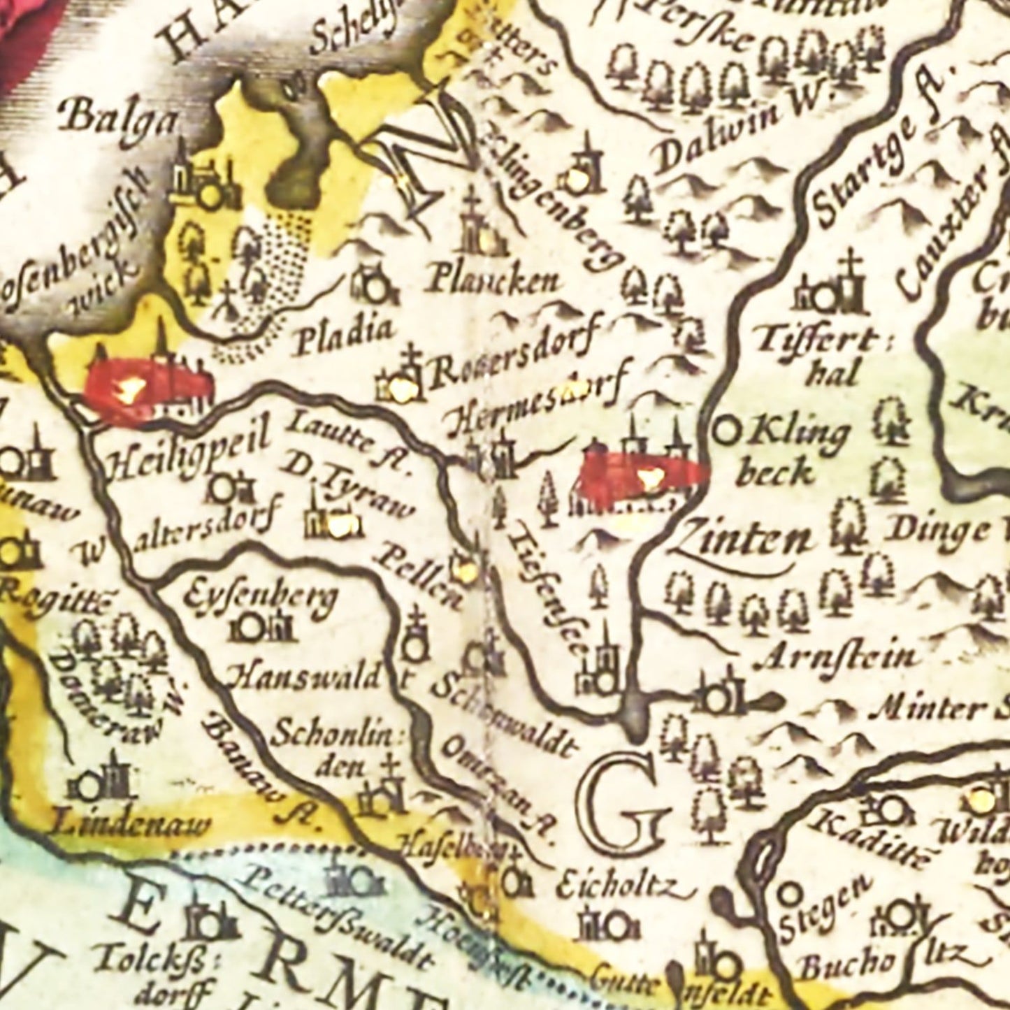 Vintage Map of Prussia 1665