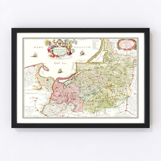 Vintage Map of Prussia 1665