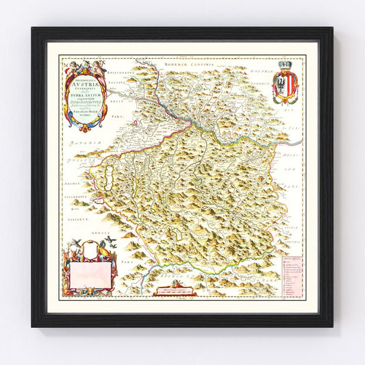 Vintage Map of Austria from Above 1665