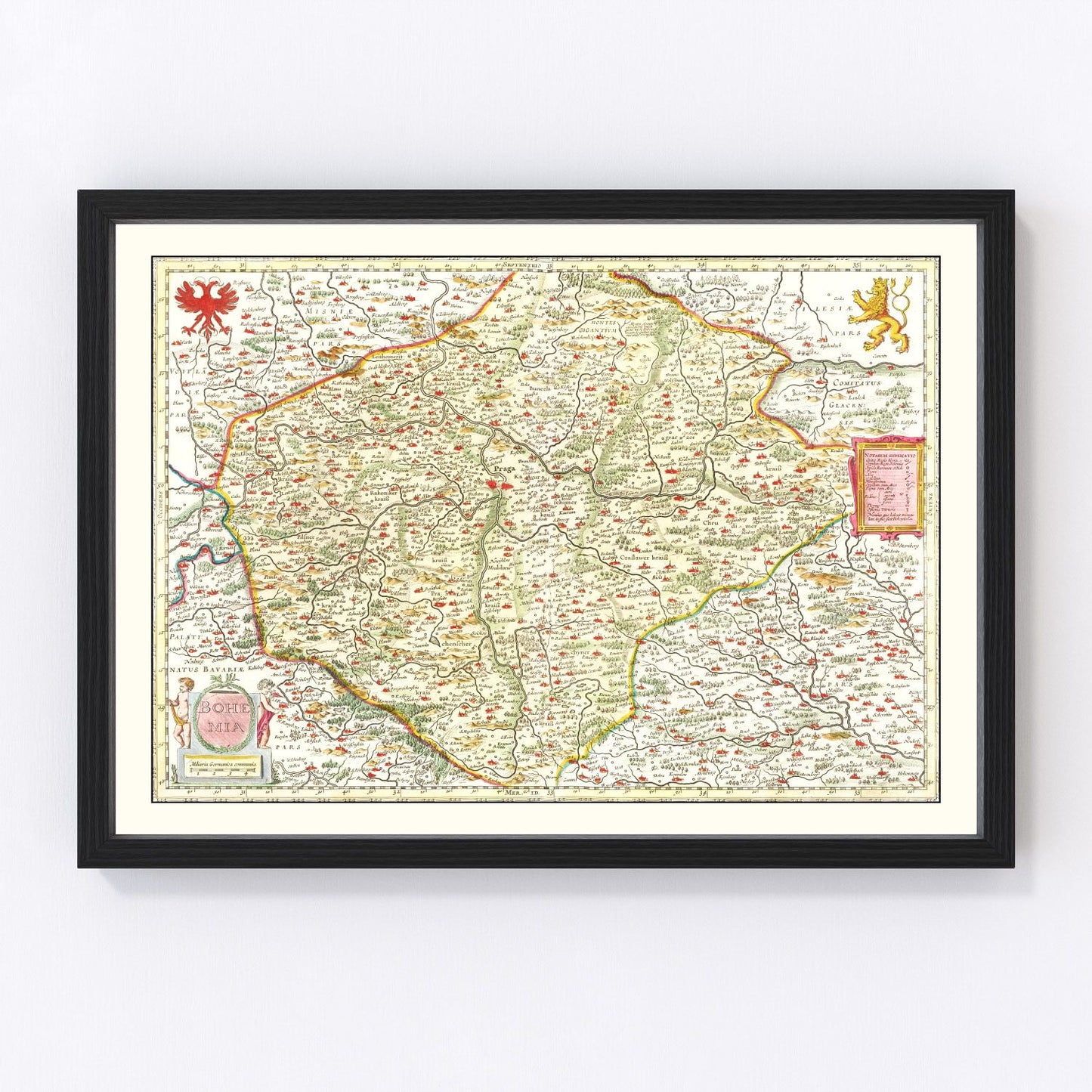 Vintage Map of Bohemia (Czech Republic) 1665