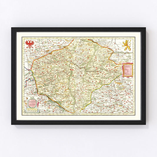 Vintage Map of Bohemia (Czech Republic) 1665
