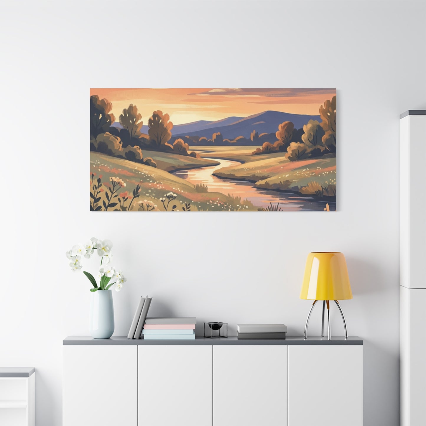 Sunset Meadow Canvas Wall Art