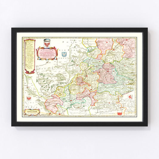 Vintage Map of Lower Silesia, 1665