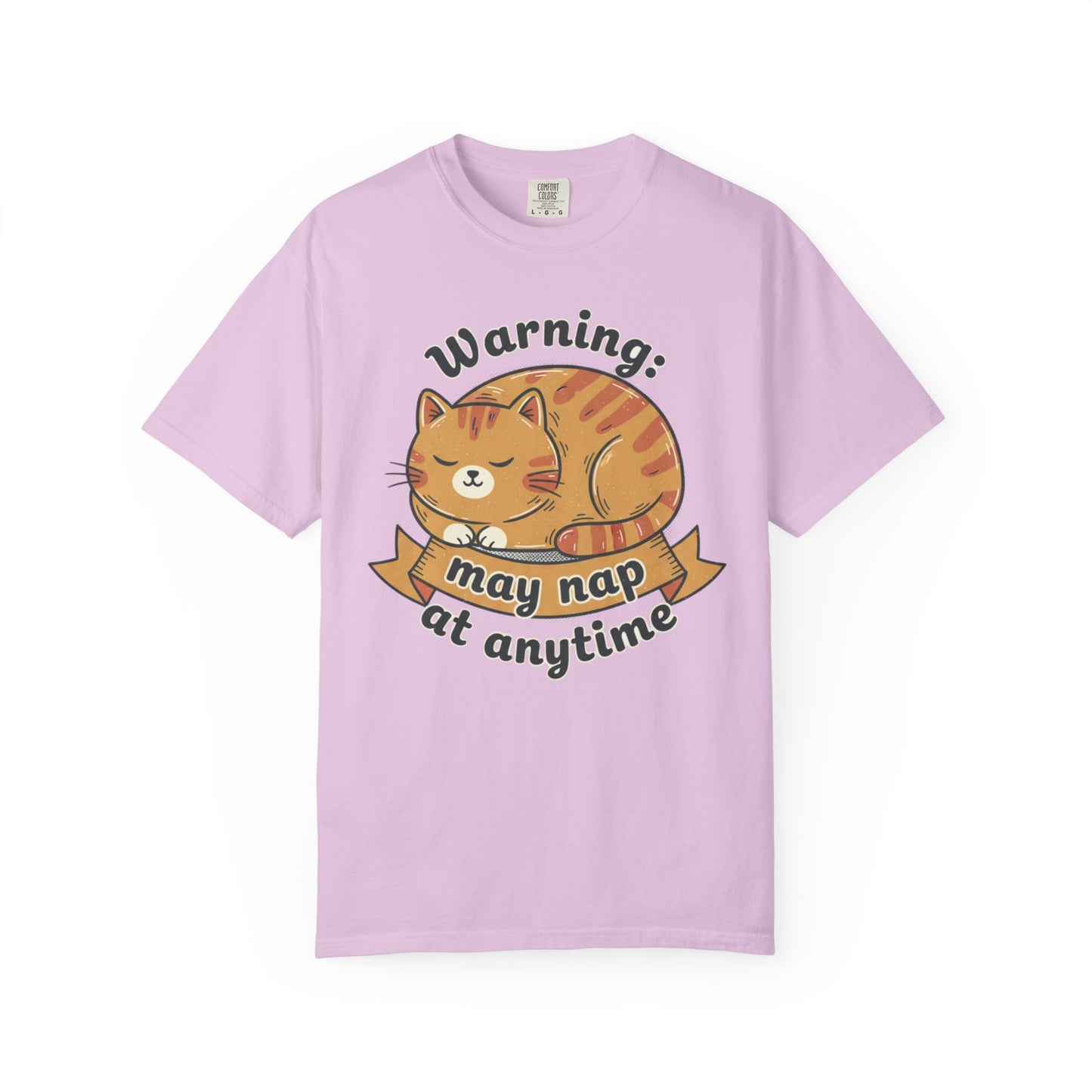 Warning may nap at anytime T-shirt | Sleeping Orange Cat