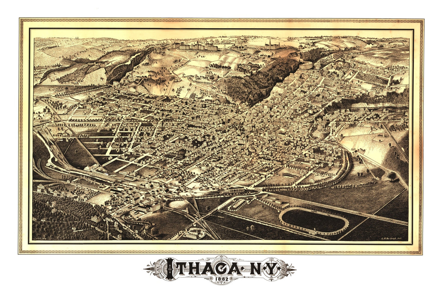 Vintage Map of Ithaca, New York 1882