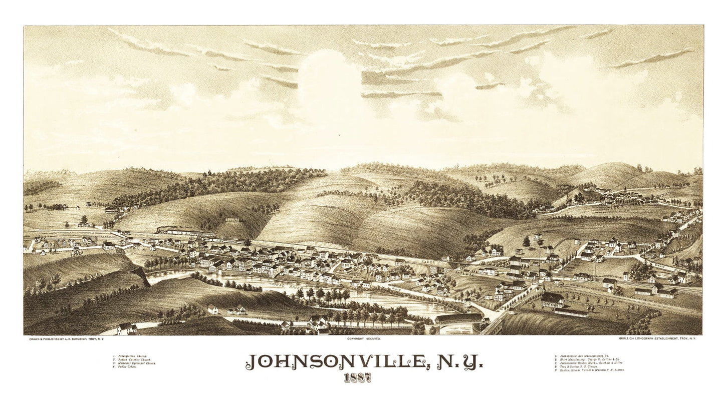 Vintage Map of Johnsonville, New York 1887