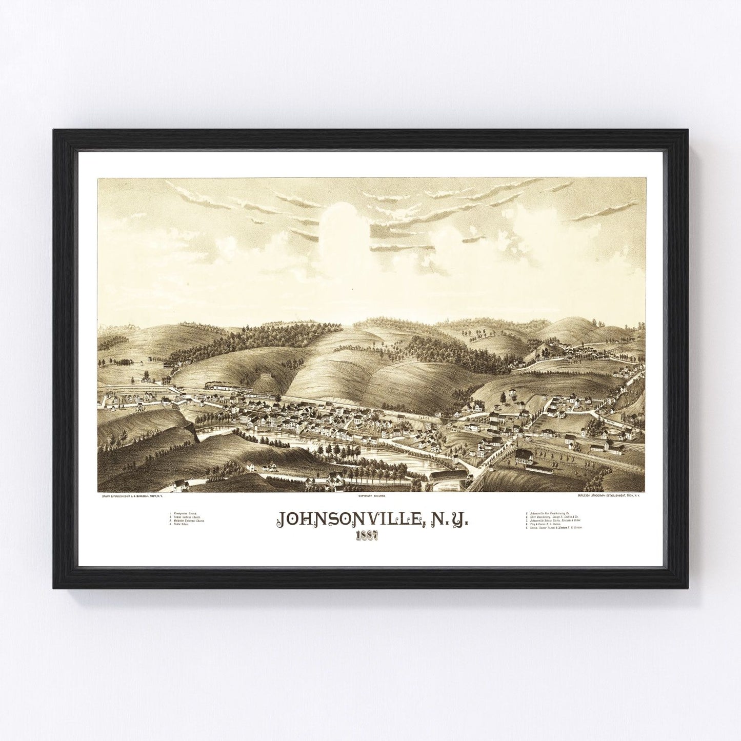 Vintage Map of Johnsonville, New York 1887