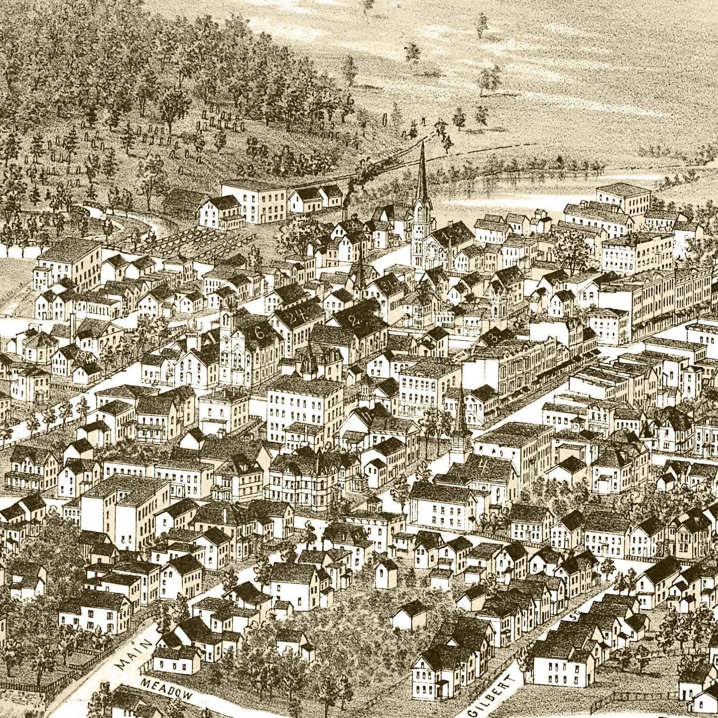 Vintage Map of Johnstown, New York 1888