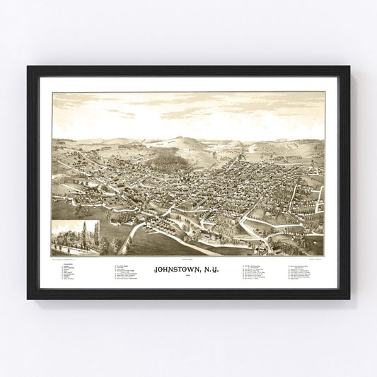 Vintage Map of Johnstown, New York 1888