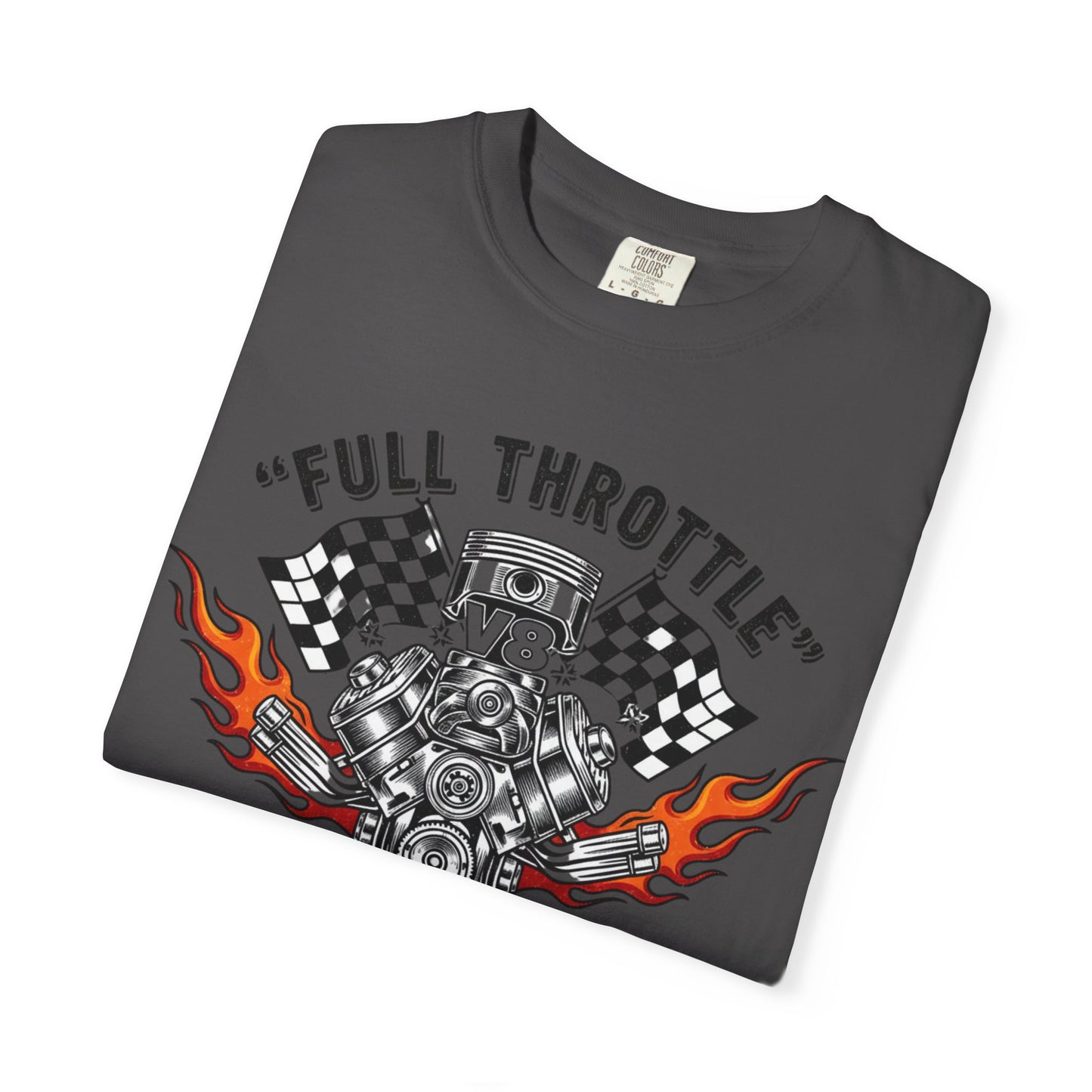 Full Throttle V8 Engine T-shirt | Racing Flags, Flames