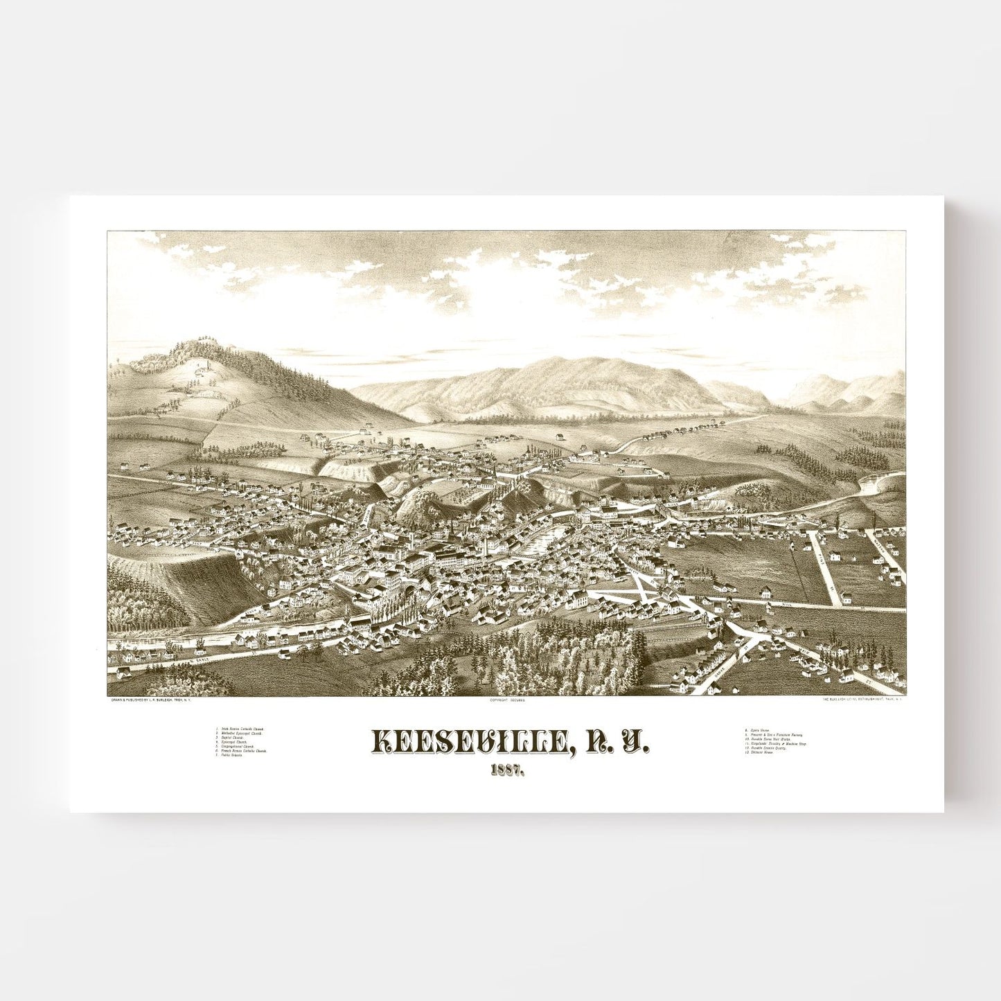 Vintage Map of Keeseville, New York 1887
