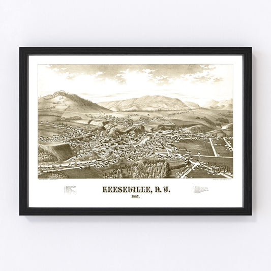 Vintage Map of Keeseville, New York 1887
