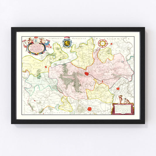 Vintage Map of Brabant, Belgium 1665