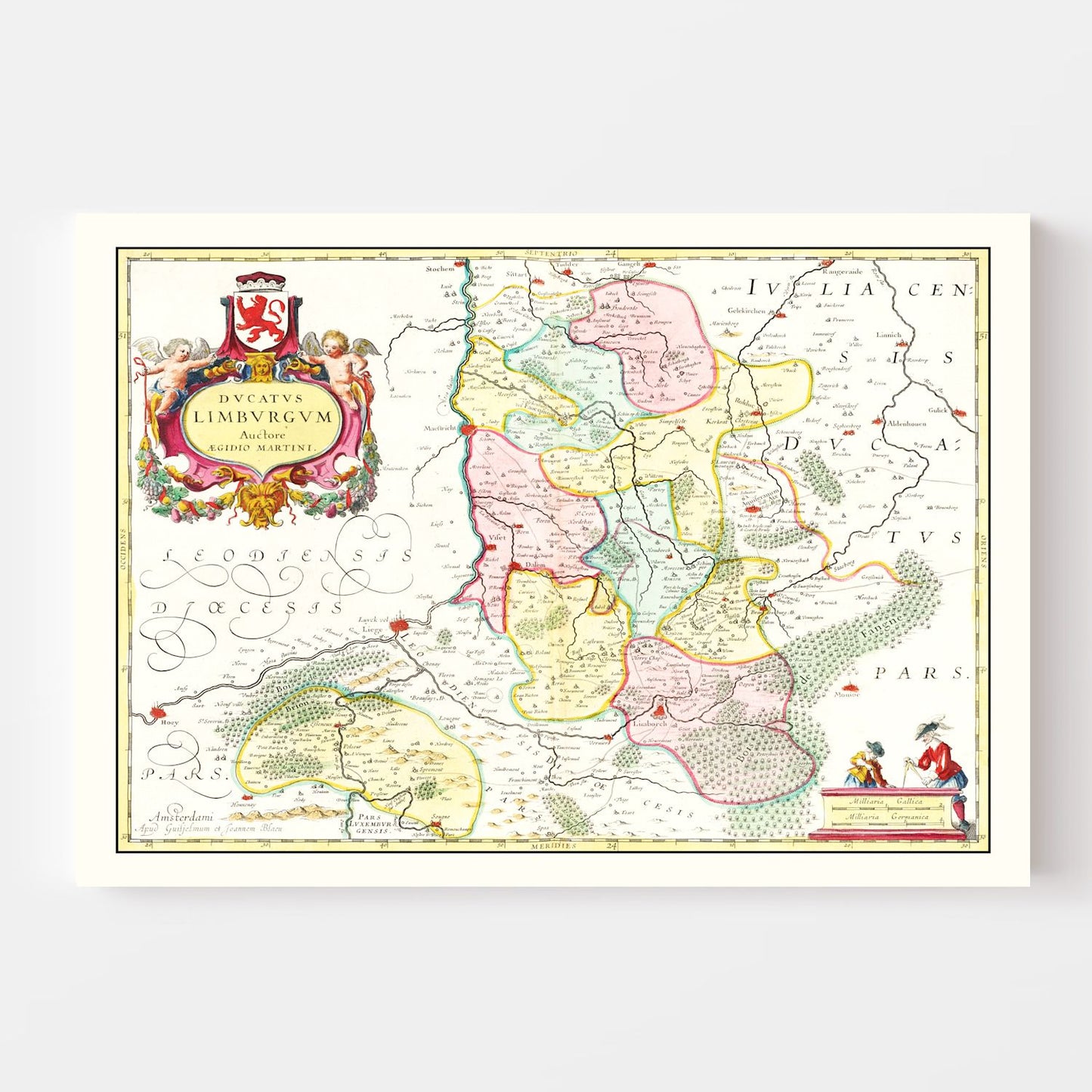 Vintage Map of Limburg, Belgium 1665