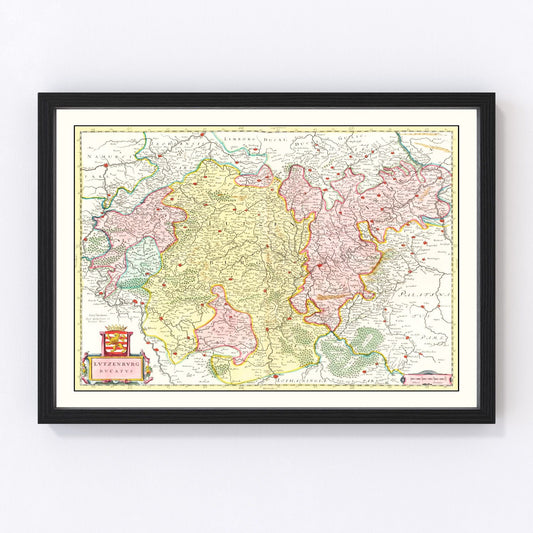 Vintage Map of Luxembourg, Belgium 1665