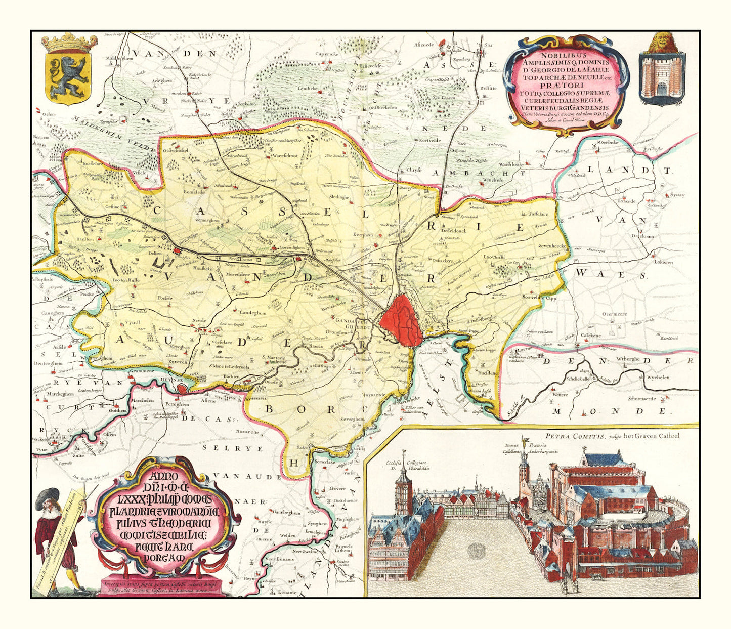 Vintage Map of Ghent, Belgium 1665