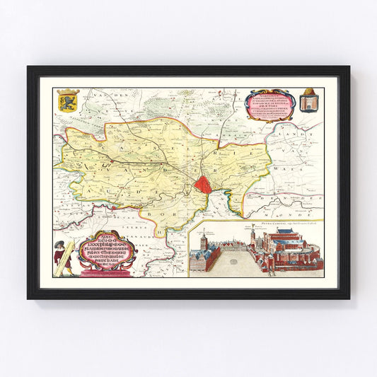 Vintage Map of Ghent, Belgium 1665