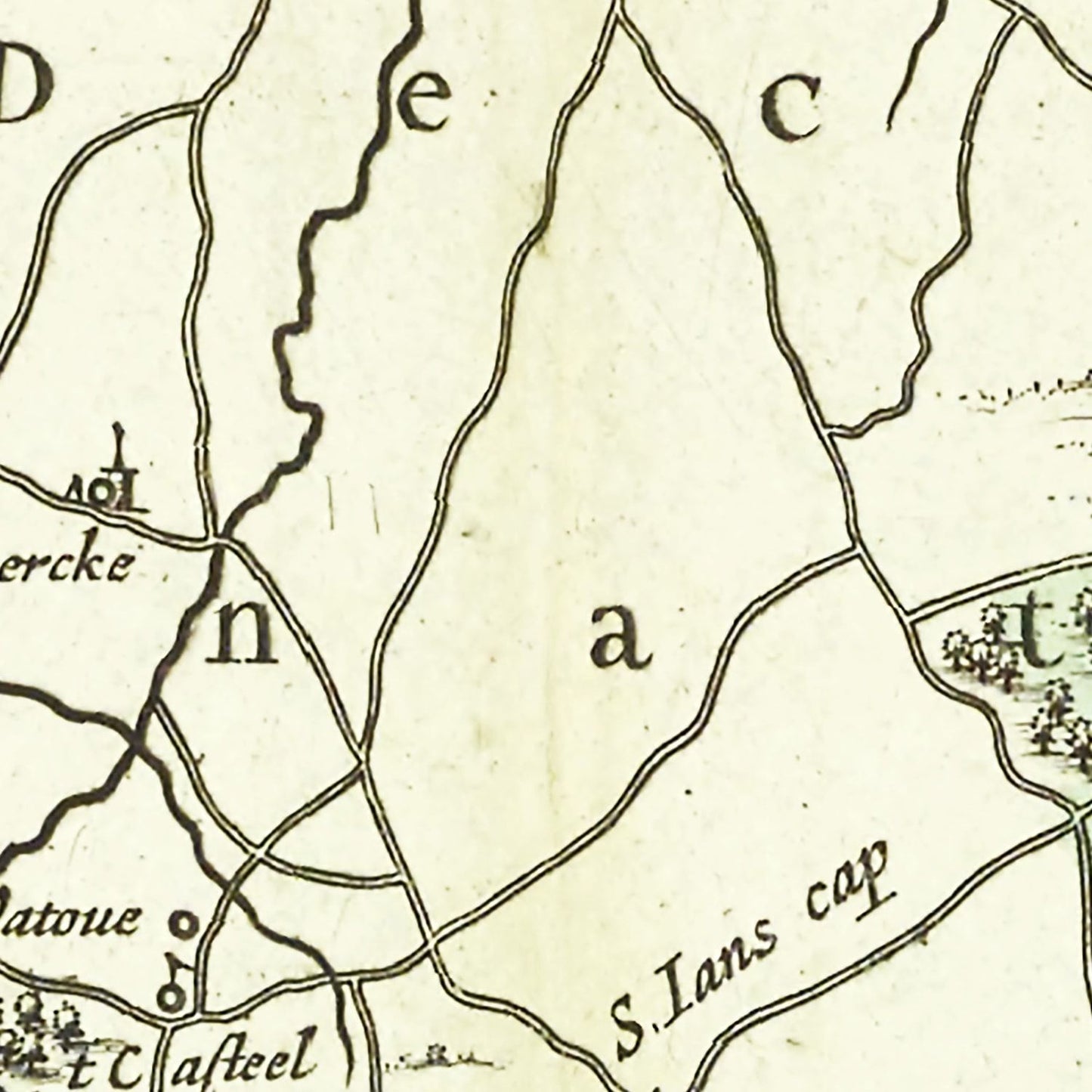 Vintage Map of Ypres, Belgium 1665