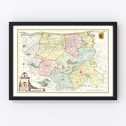 Vintage Map of Ypres, Belgium 1665