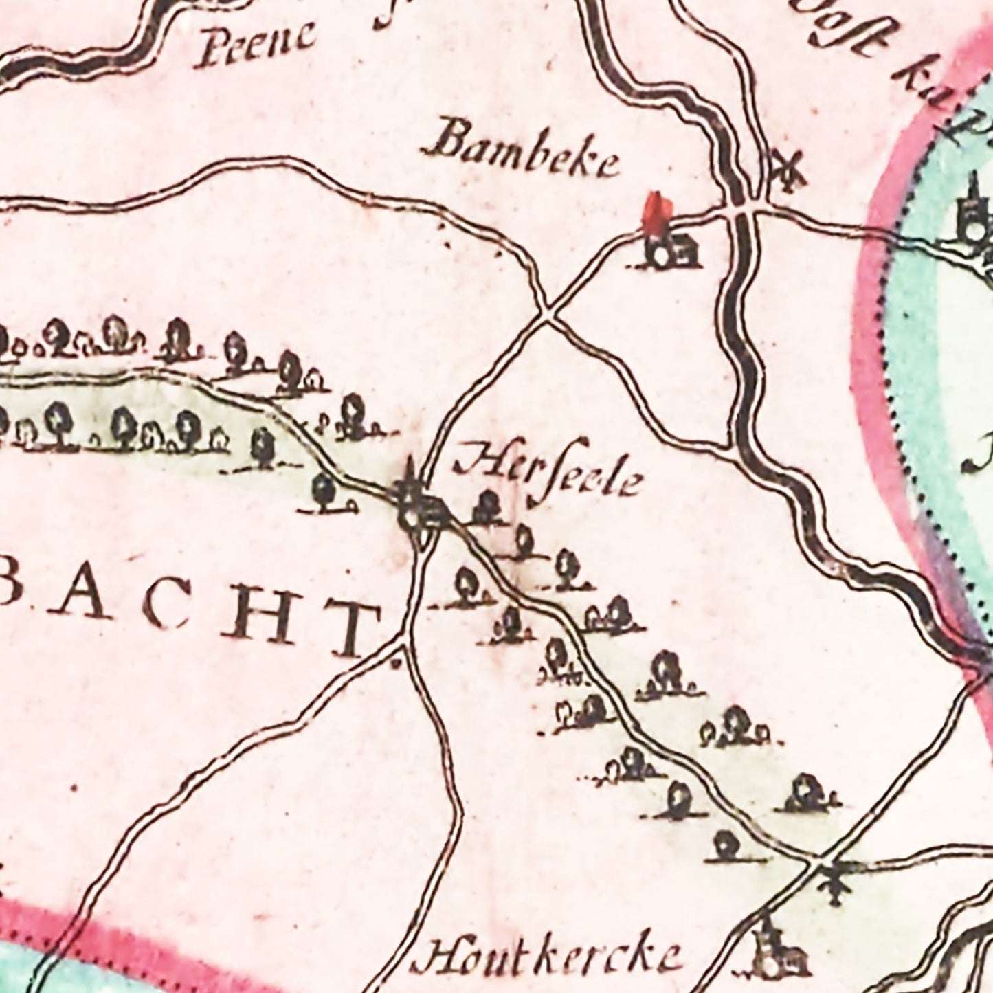 Vintage Map of Western Flanders, Belgium 1665