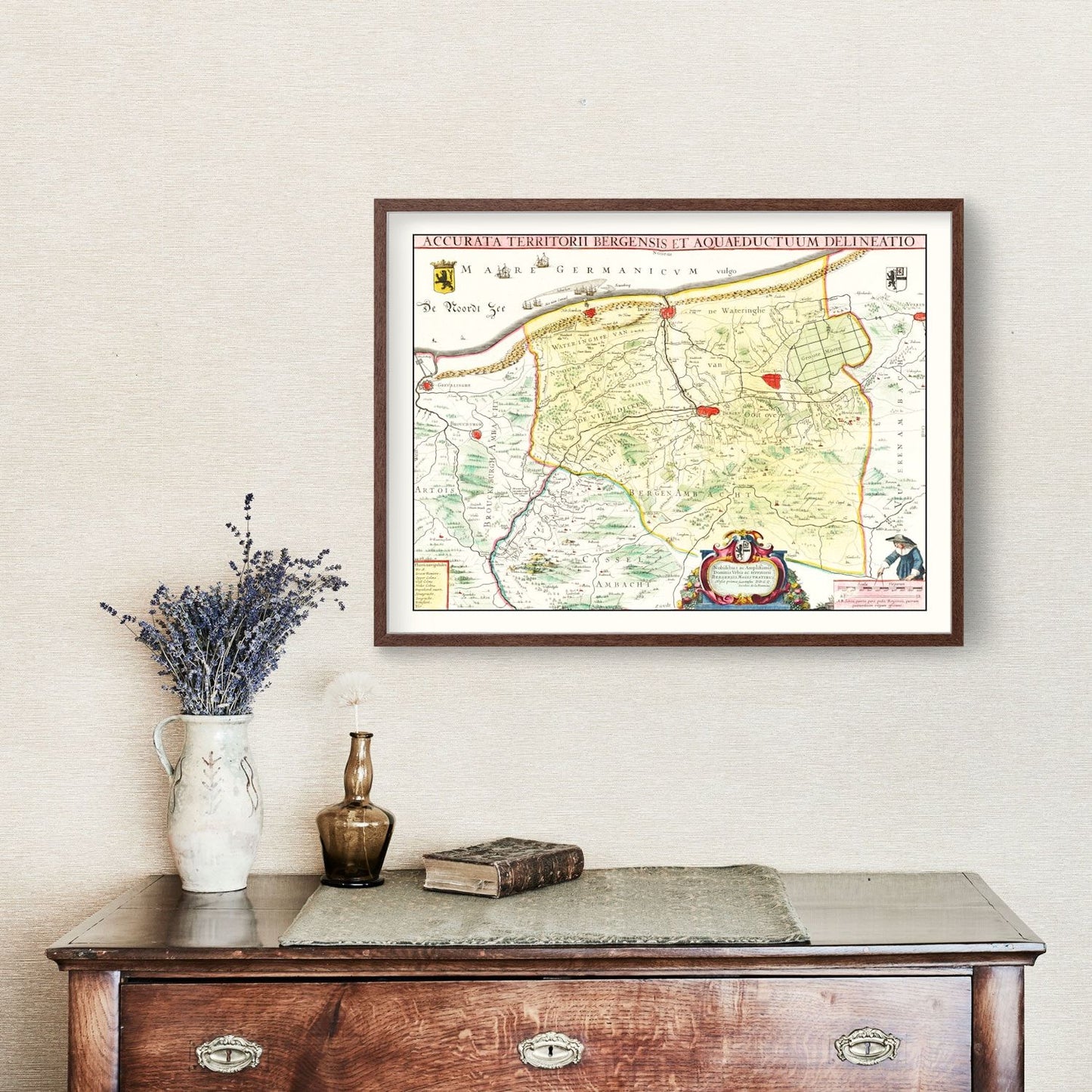 Vintage Map of Mons, Belgium 1665