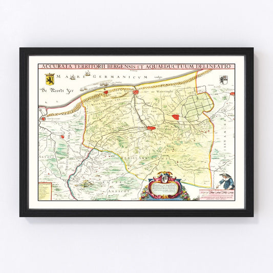 Vintage Map of Mons, Belgium 1665