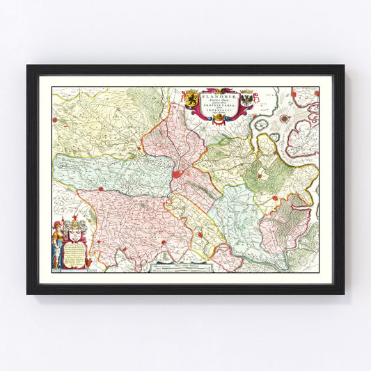 Vintage Map of Flanders, Belgium 1665