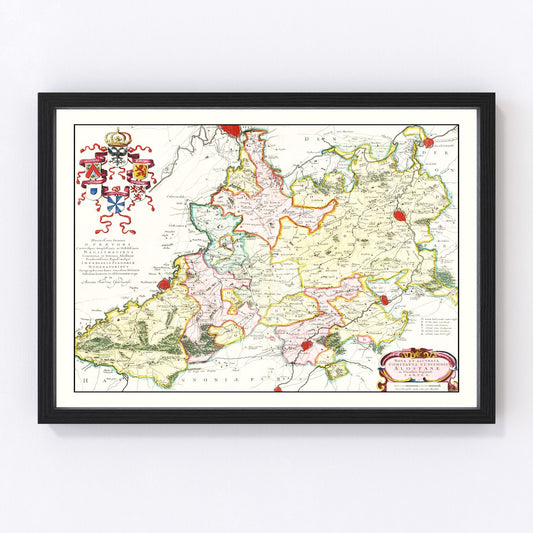 Vintage Map of Ghent Region, Belgium 1665