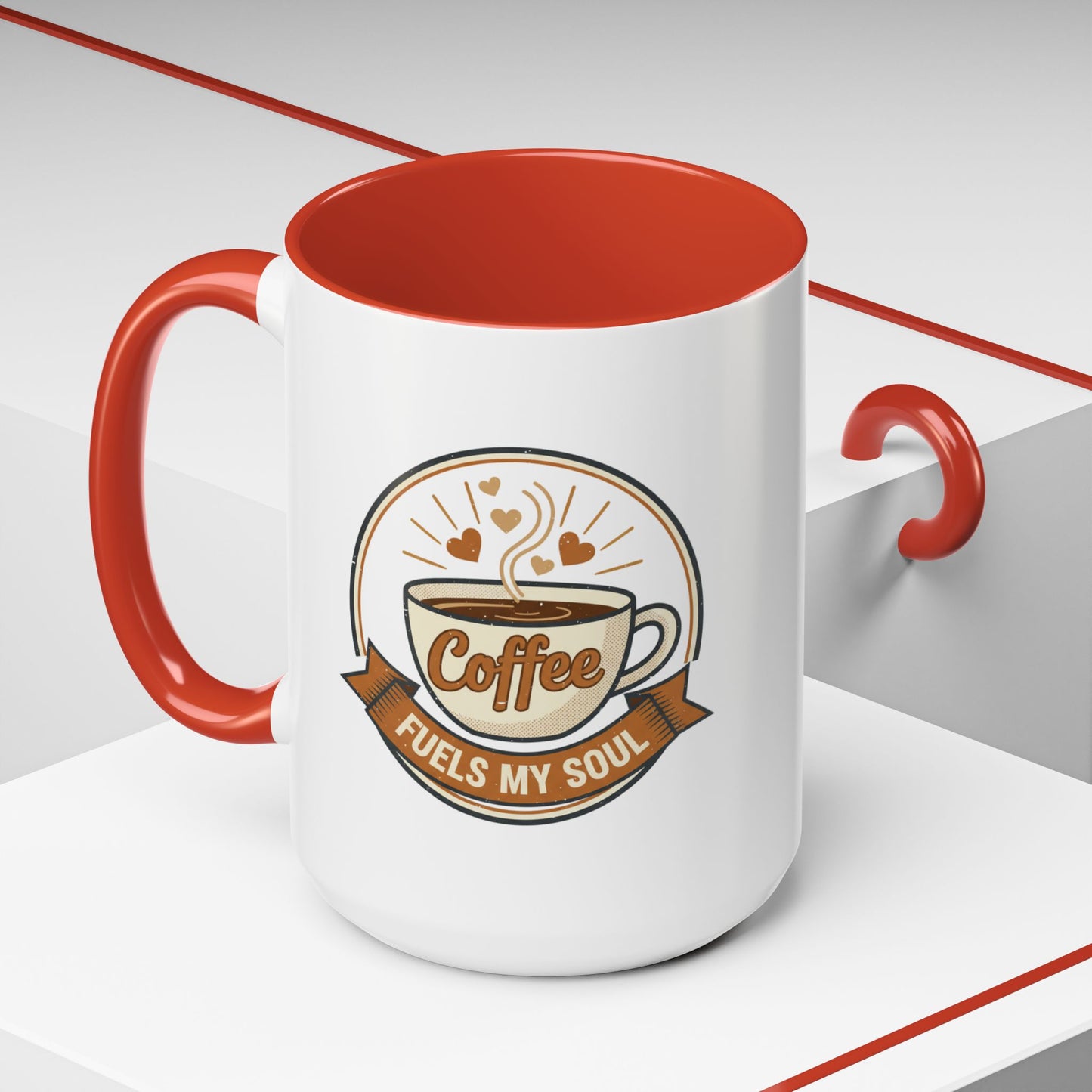 Coffee Mug - "Coffee Fuels My Soul" Accent Ceramic Mug (11/15oz)