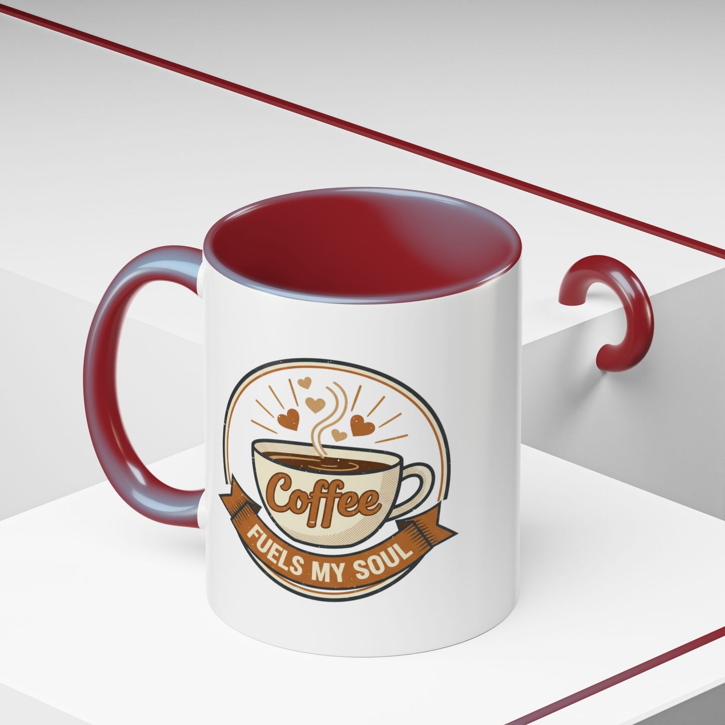 Coffee Mug - "Coffee Fuels My Soul" Accent Ceramic Mug (11/15oz)