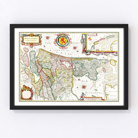 Vintage Map of Holland 1665