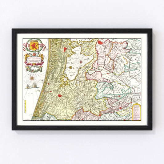 Vintage Map of Amsterdam Area 1665
