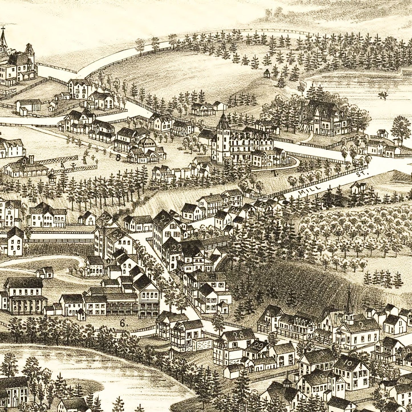 Vintage Map of Luzerne & Hadley, New York 1888