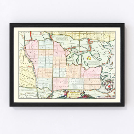 Vintage Map of Schermer, Holland 1665