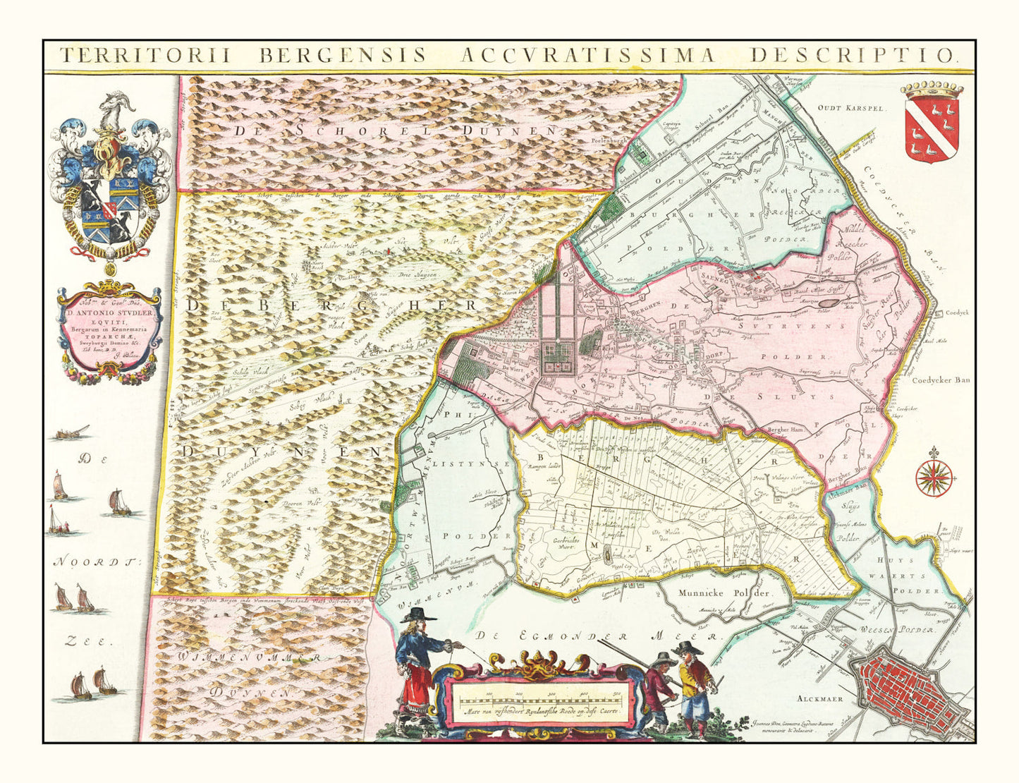 Vintage Map of Bergen, Holland 1665