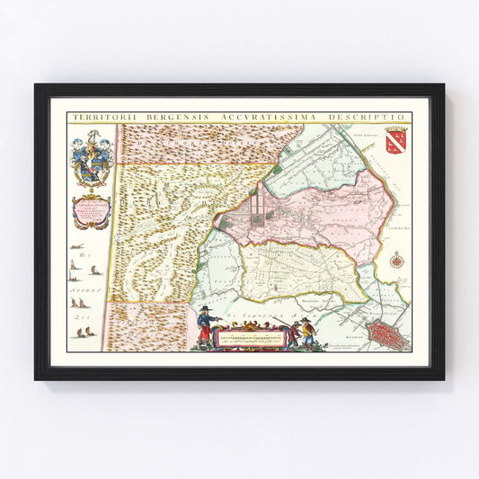 Vintage Map of Bergen, Holland 1665