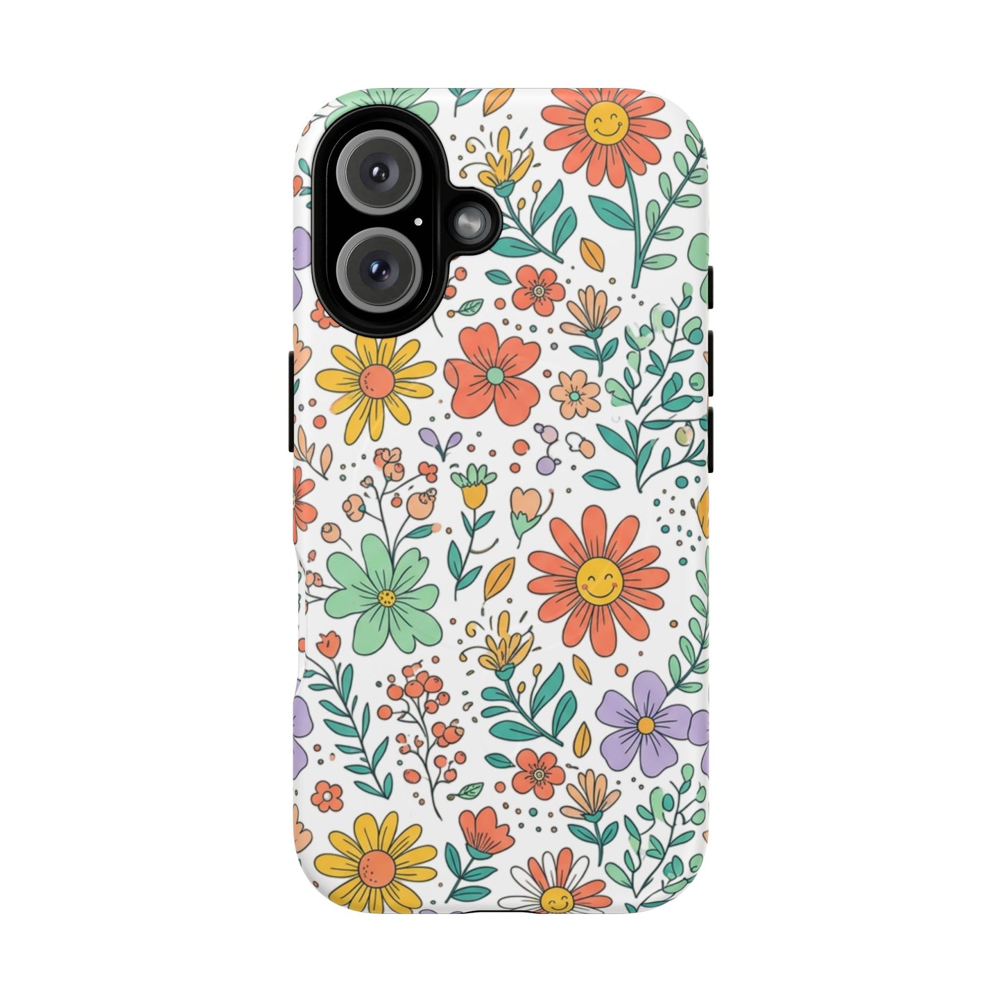 Floral Doodle Tough Magnetic Phone Case – Colorful Wildflower Protection