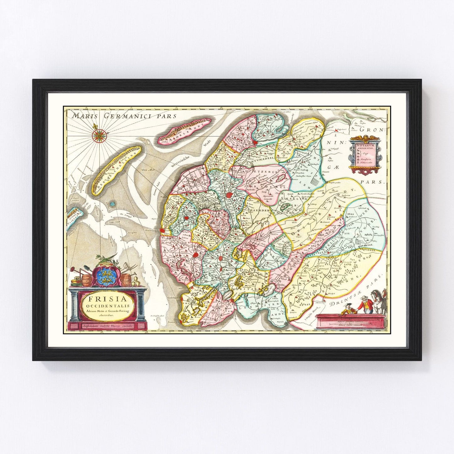 Vintage Map of West Friesland, Holland 1665