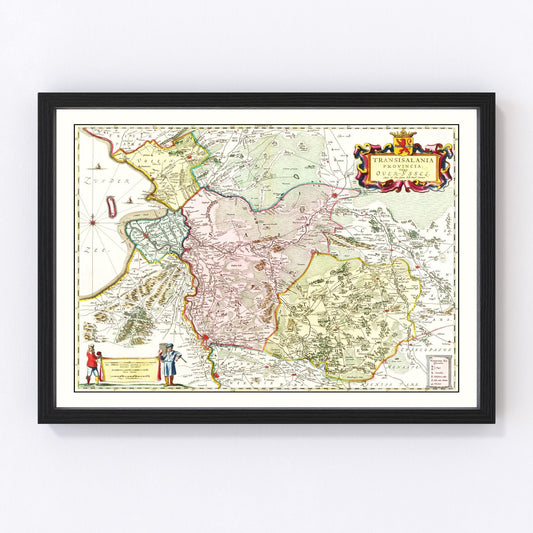 Vintage Map of Overijssel, Holland 1665